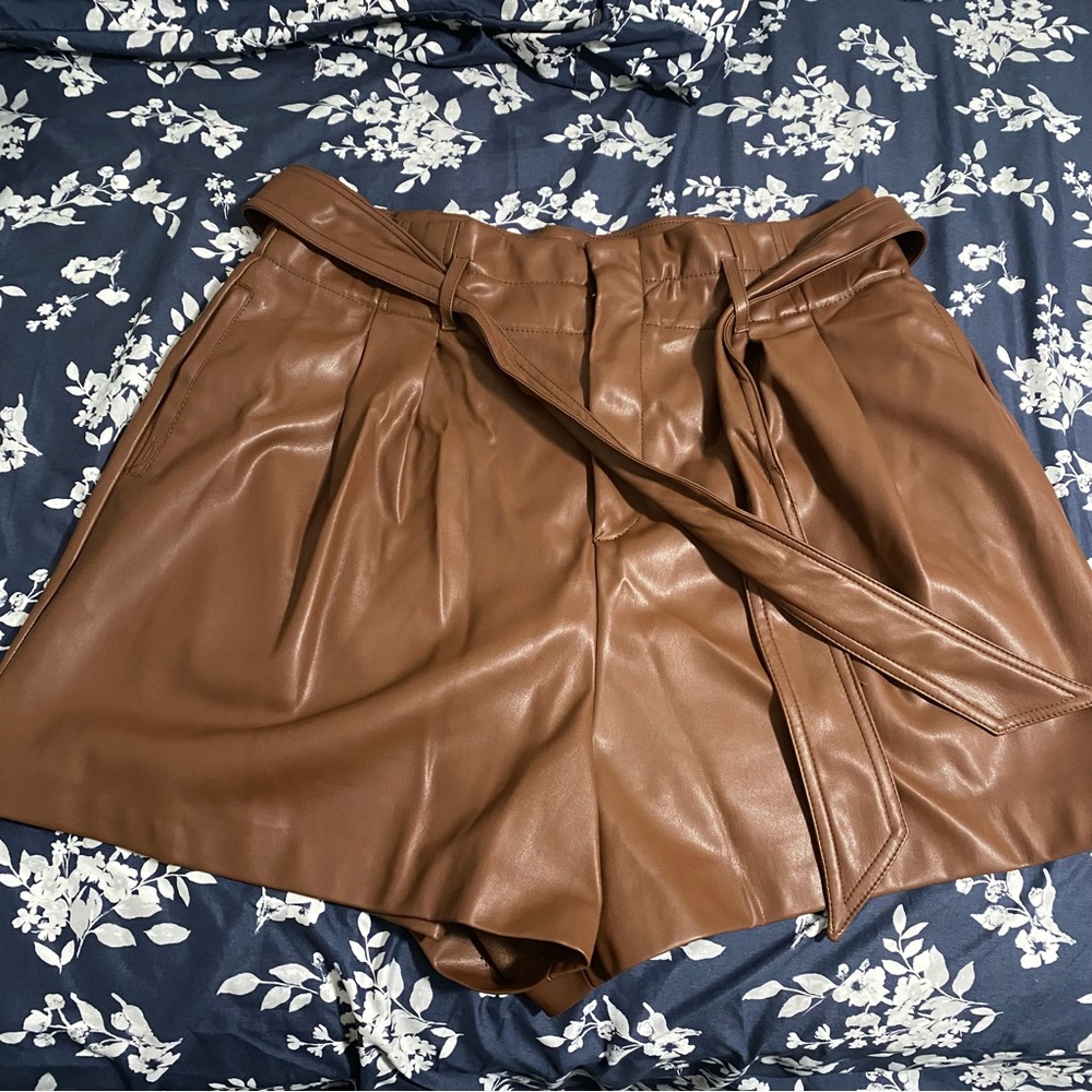 Faux leather shorts